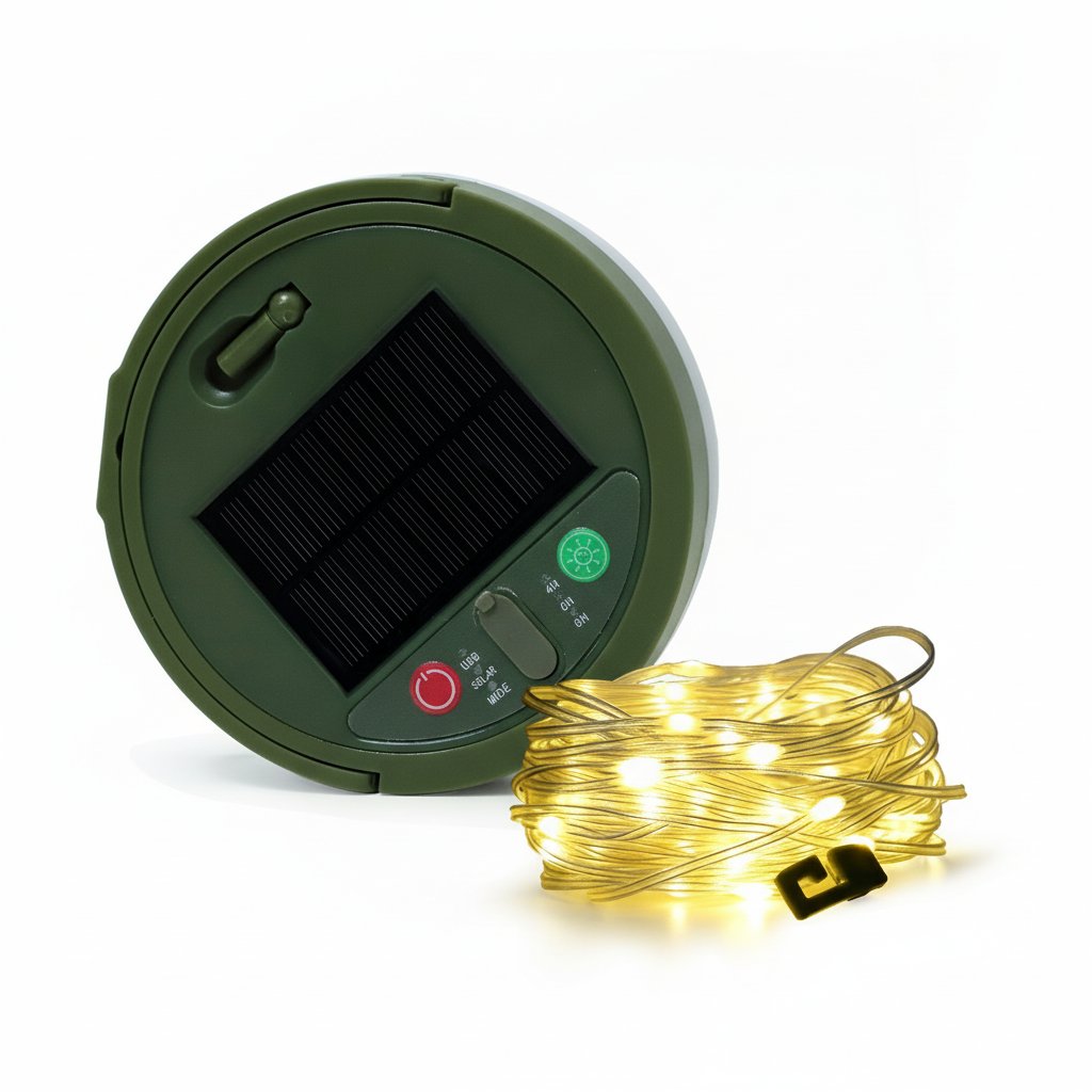 Solar string lights - Warm White 10m 100 LED on white background