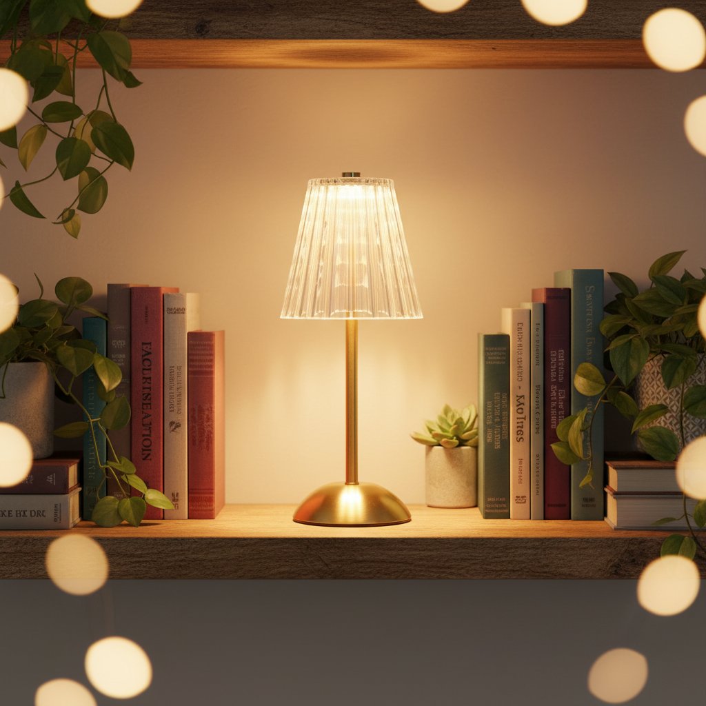 Crystal Small Table Lamp - Small Trumpet lifestyle shelf | Lumiliving
