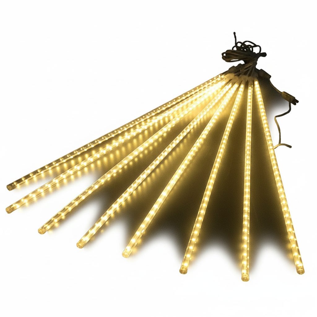 solar meteor shower lights outdoor warm white on white background