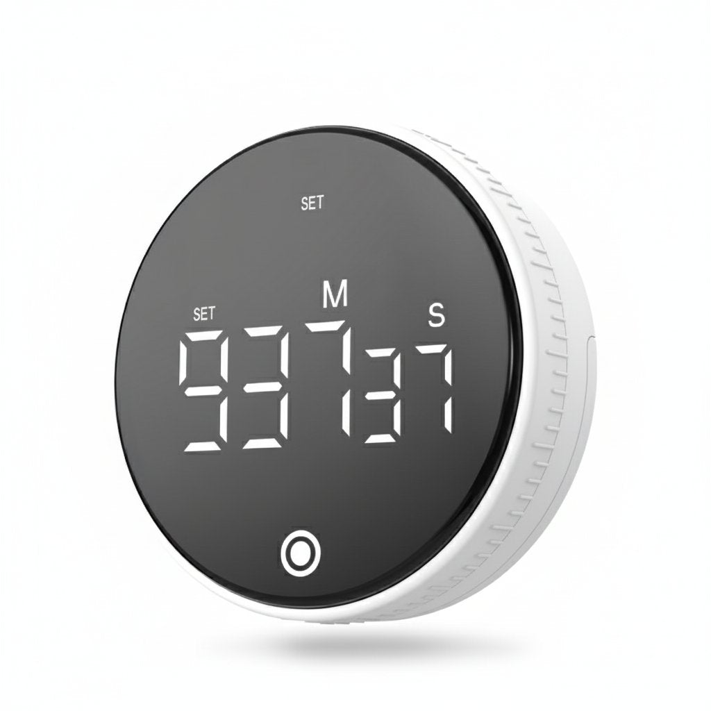 White rotary countdown timer - white background hero