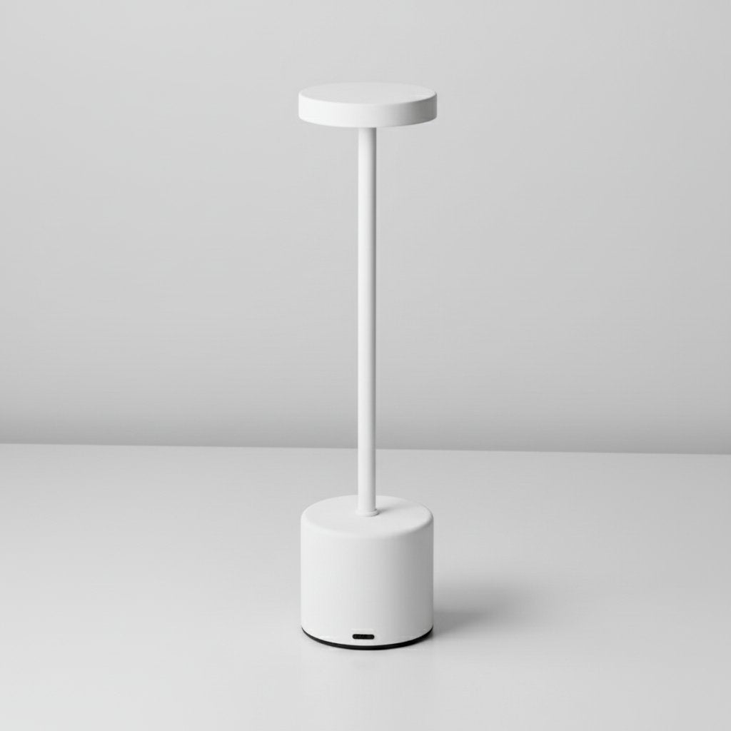 rechargeable touch table lamp white finish white background