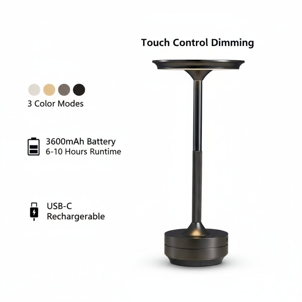 Touch lamp Black - Feature infographic
