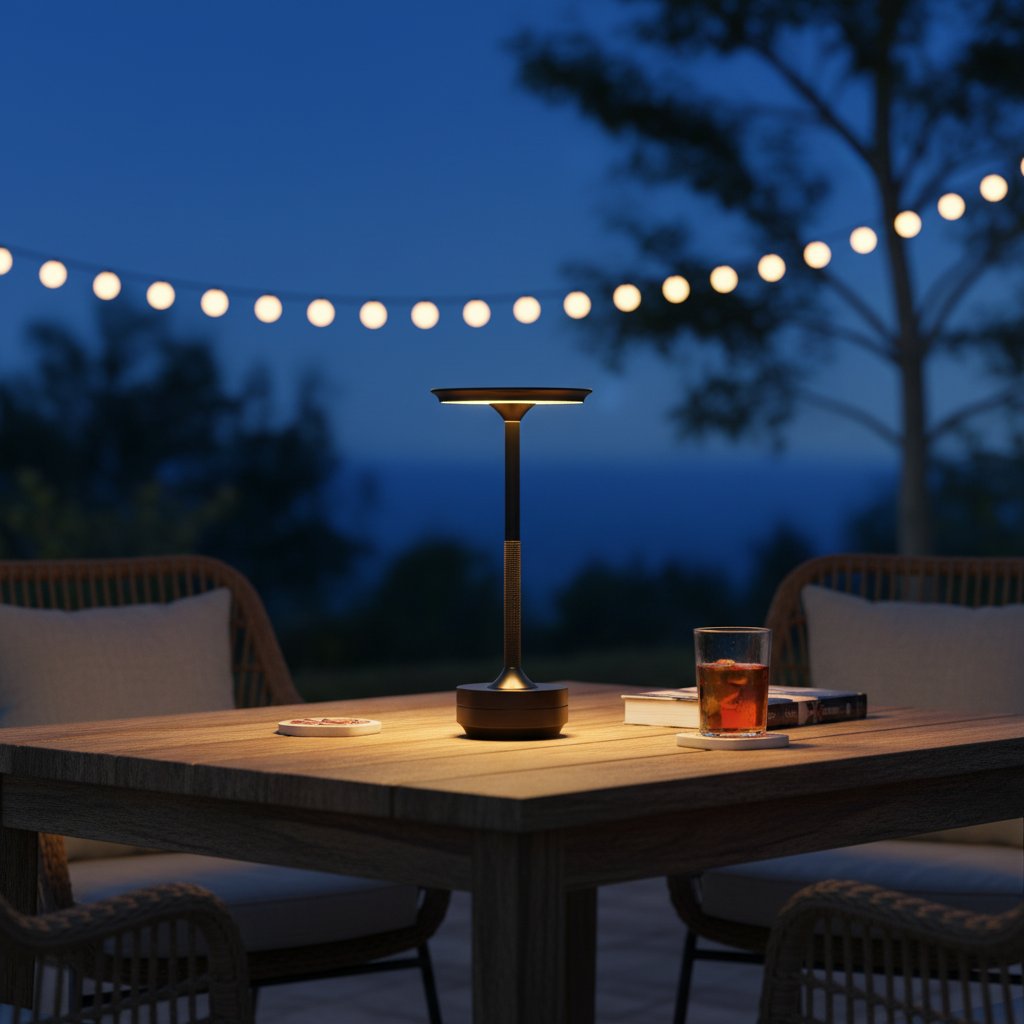 Touch lamp Black - Patio lifestyle