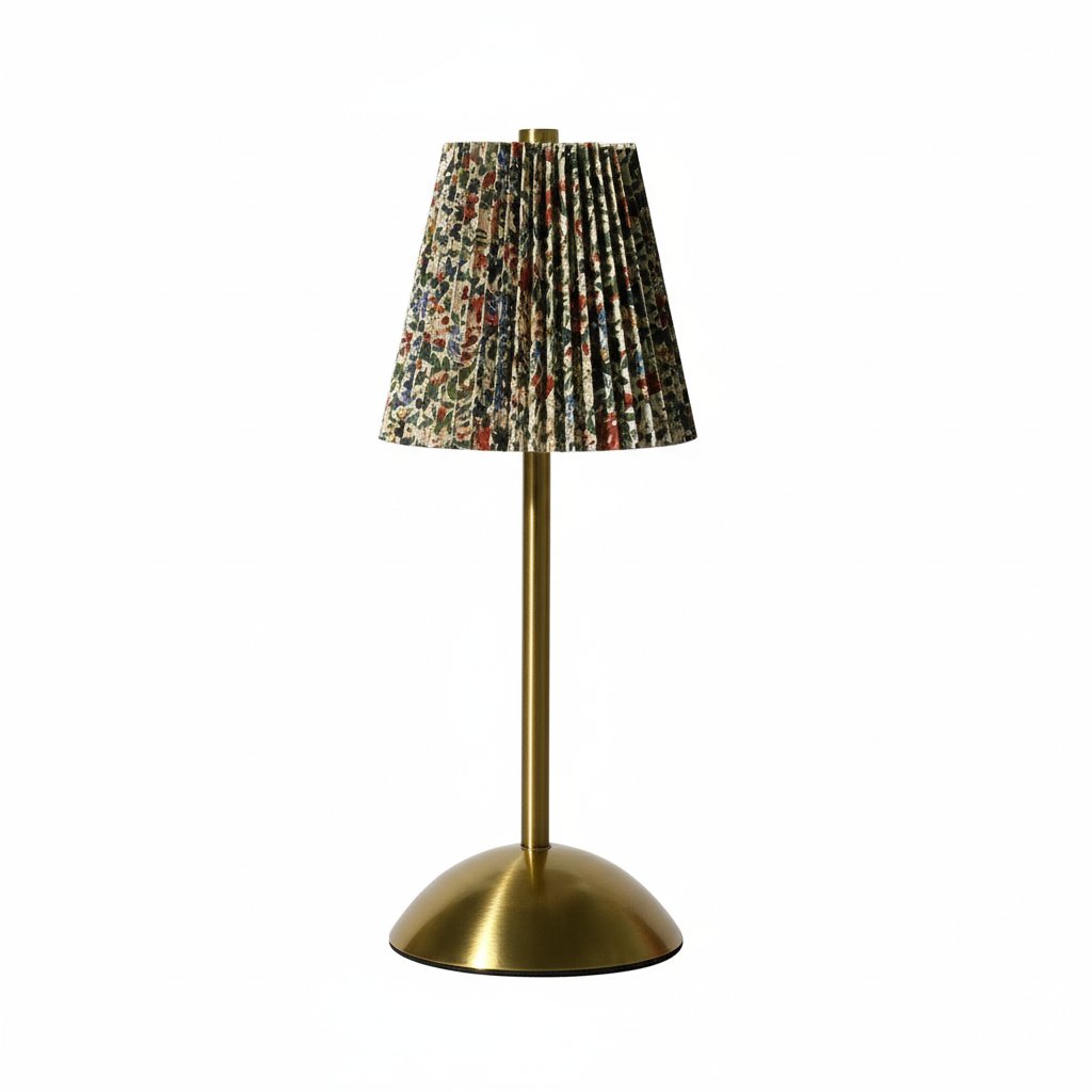 Pleated Fabric Table Lamp - Floral Variant Hero (White Background)