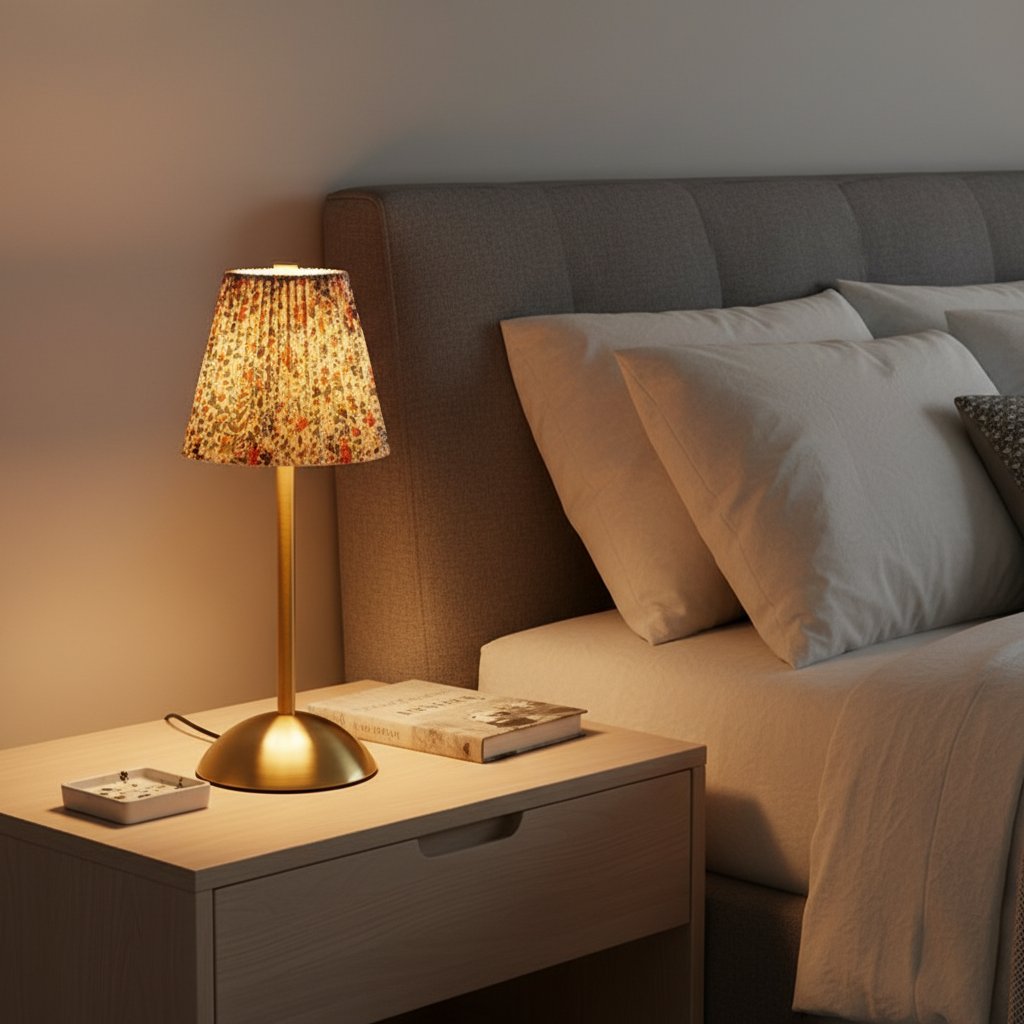 Pleated Fabric Table Lamp - Floral Variant lifestyle 1