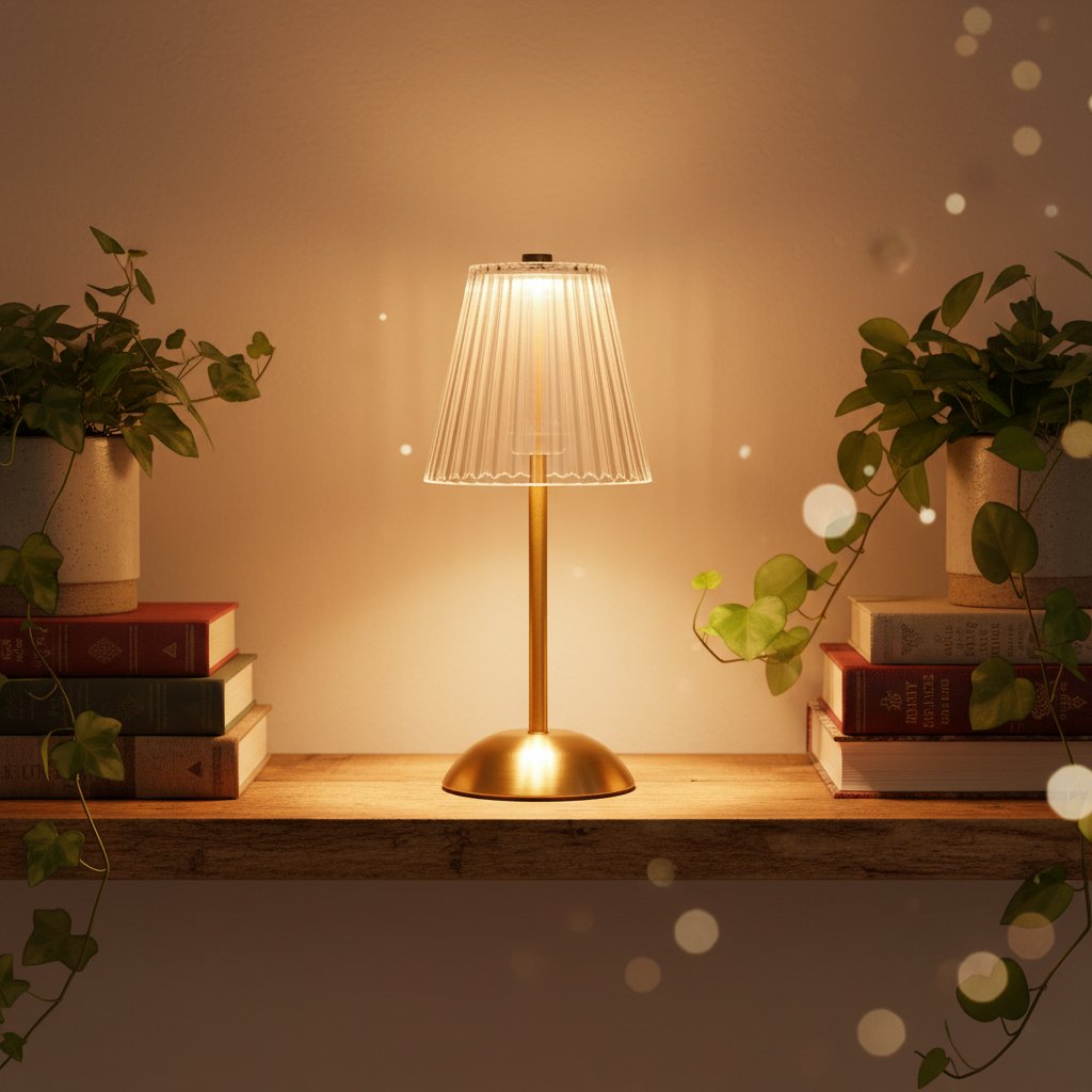 Crystal Small Table Lamp - Small Stripe lifestyle shelf | Lumiliving