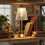 Crystal Small Table Lamp - Large Stripe lifestyle shelf | Lumiliving