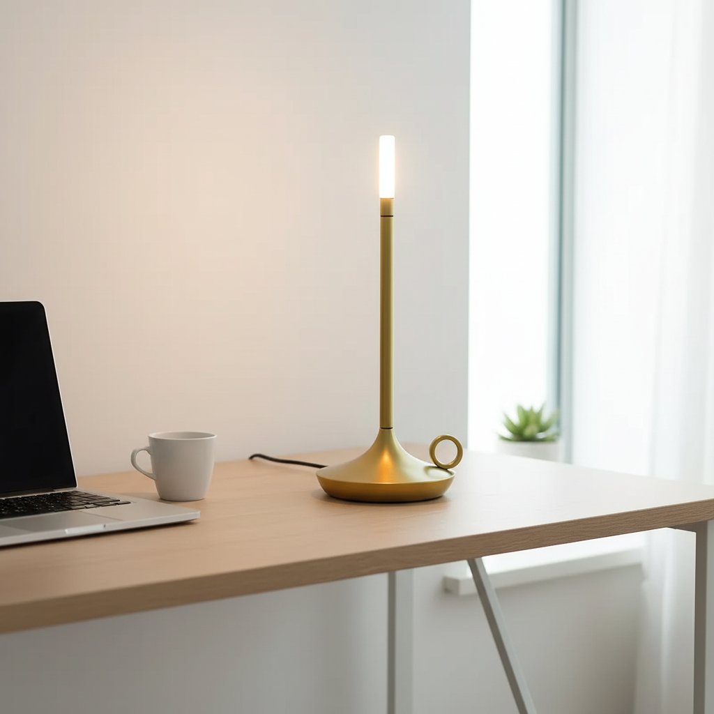 cordless dimmable table lamp gold desk workspace lifestyle