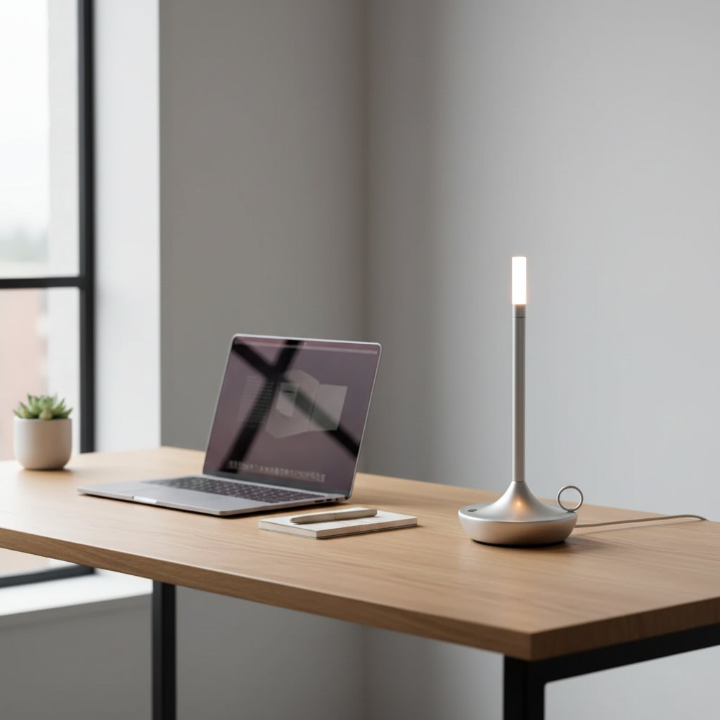 cordless dimmable table lamp silver desk workspace lifestyle