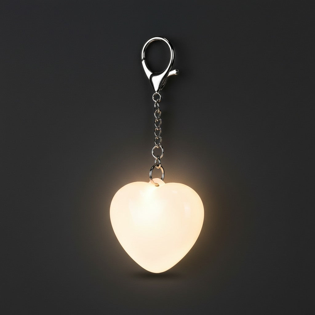 LED heart keychain light Warm White Glow variant on white background