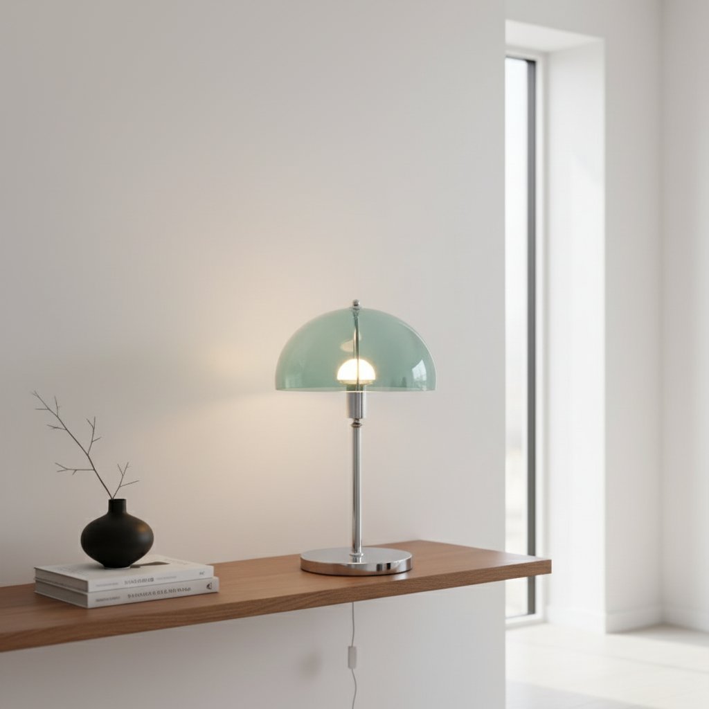 Bauhaus Acrylic Table Lamp - Translucent Dome Shade, Bedside & Desk Light