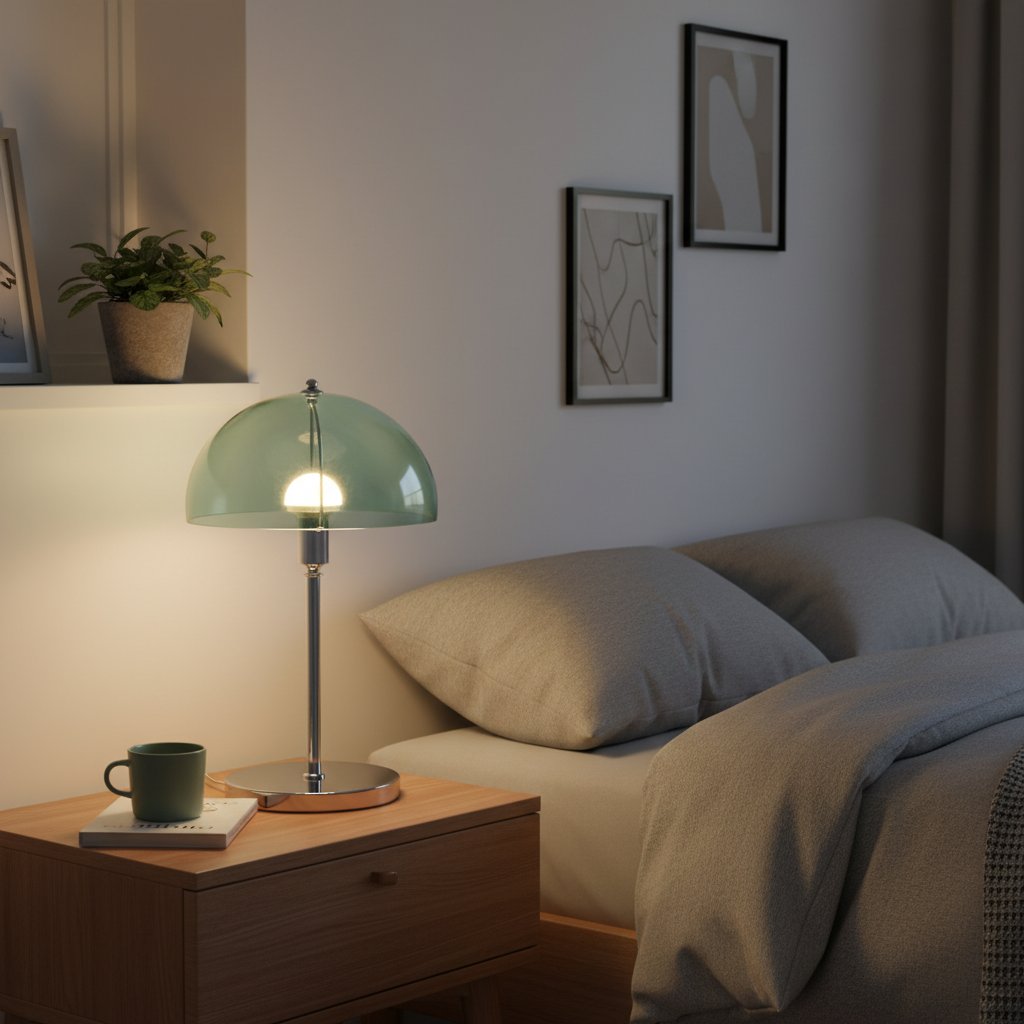 Bauhaus Acrylic Table Lamp - Translucent Dome Shade, Bedside & Desk Light