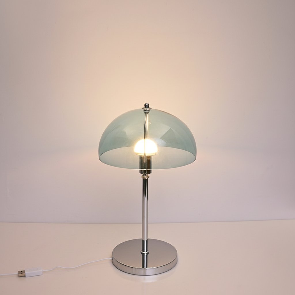Bauhaus Acrylic Table Lamp - Translucent Dome Shade, Bedside & Desk Light