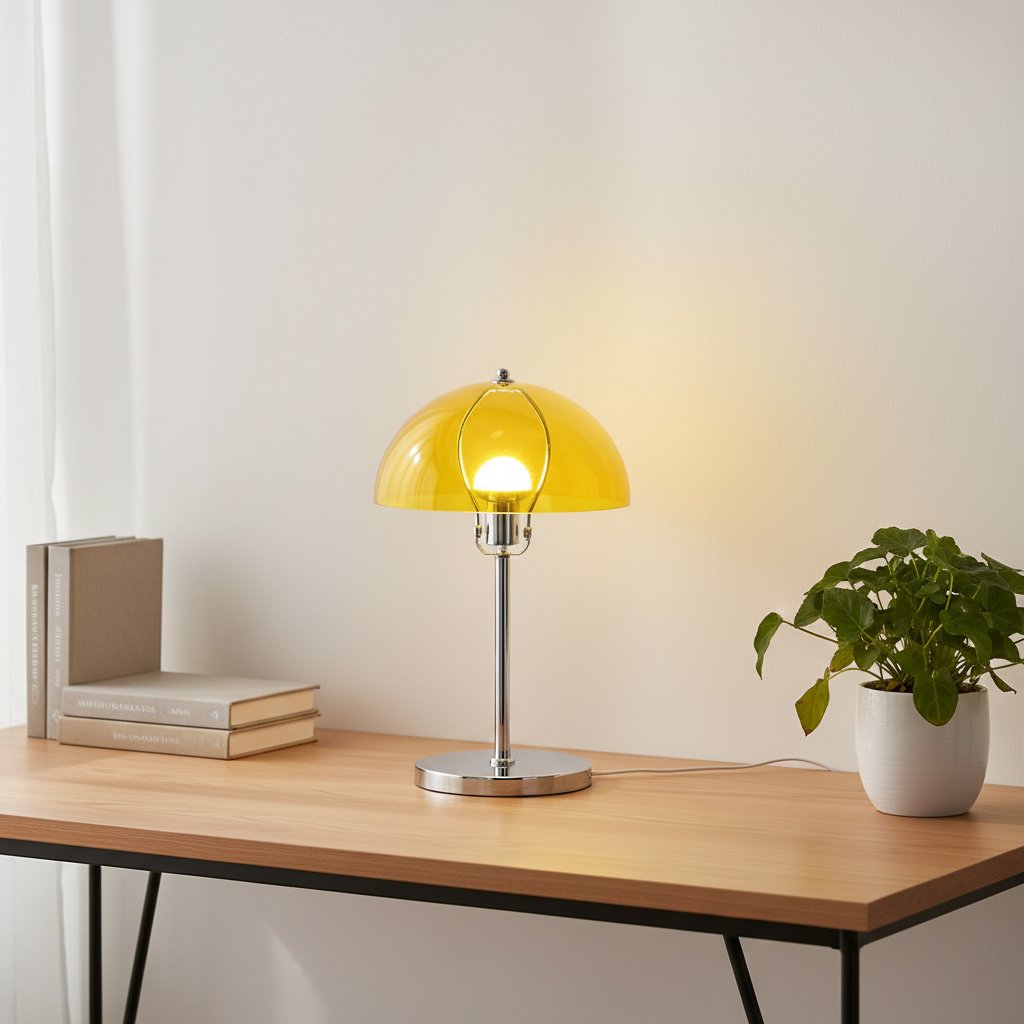 Bauhaus Acrylic Table Lamp - Translucent Dome Shade, Bedside & Desk Light