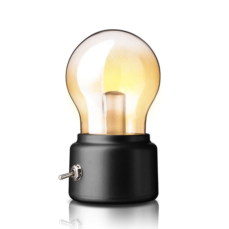 Rechargeable retro LED desk lamp Black - cordless vintage bulb lamp single