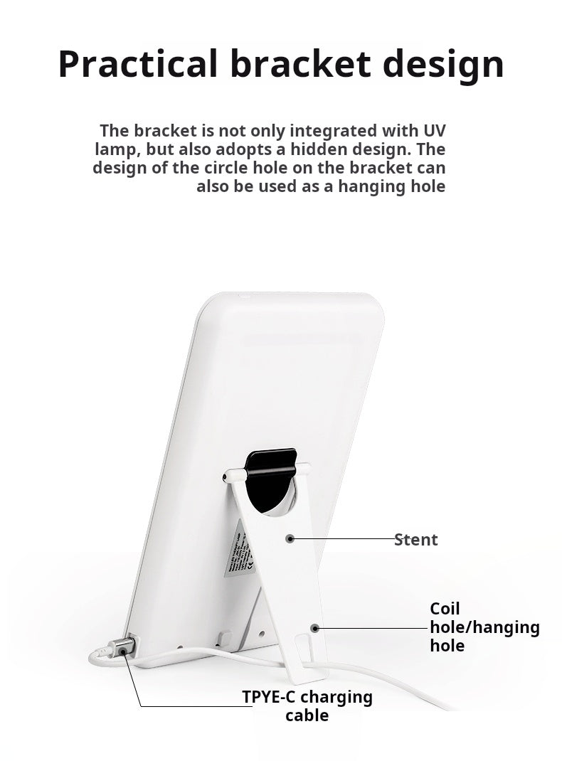 SAD lamp adjustable kickstand and USB-C charging port - back view