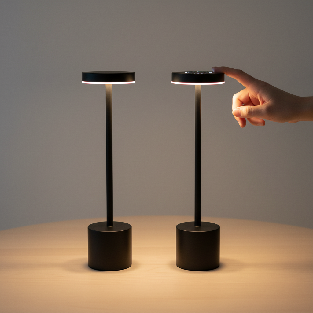 Iron I-Shaped Touch Table Lamp - Rechargeable LED, 3-Colour Dimmable