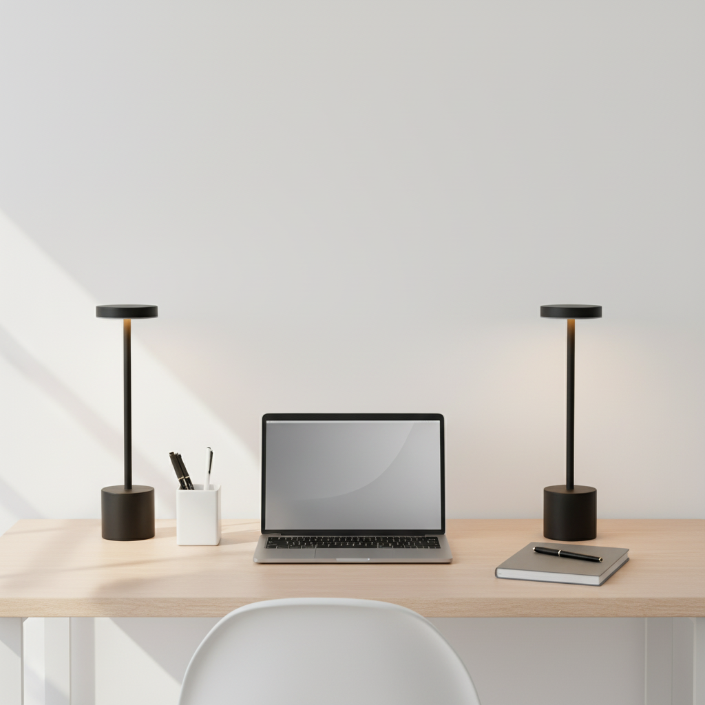 Iron I-Shaped Touch Table Lamp - Rechargeable LED, 3-Colour Dimmable