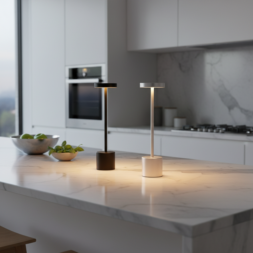 Iron I-Shaped Touch Table Lamp - Rechargeable LED, 3-Colour Dimmable