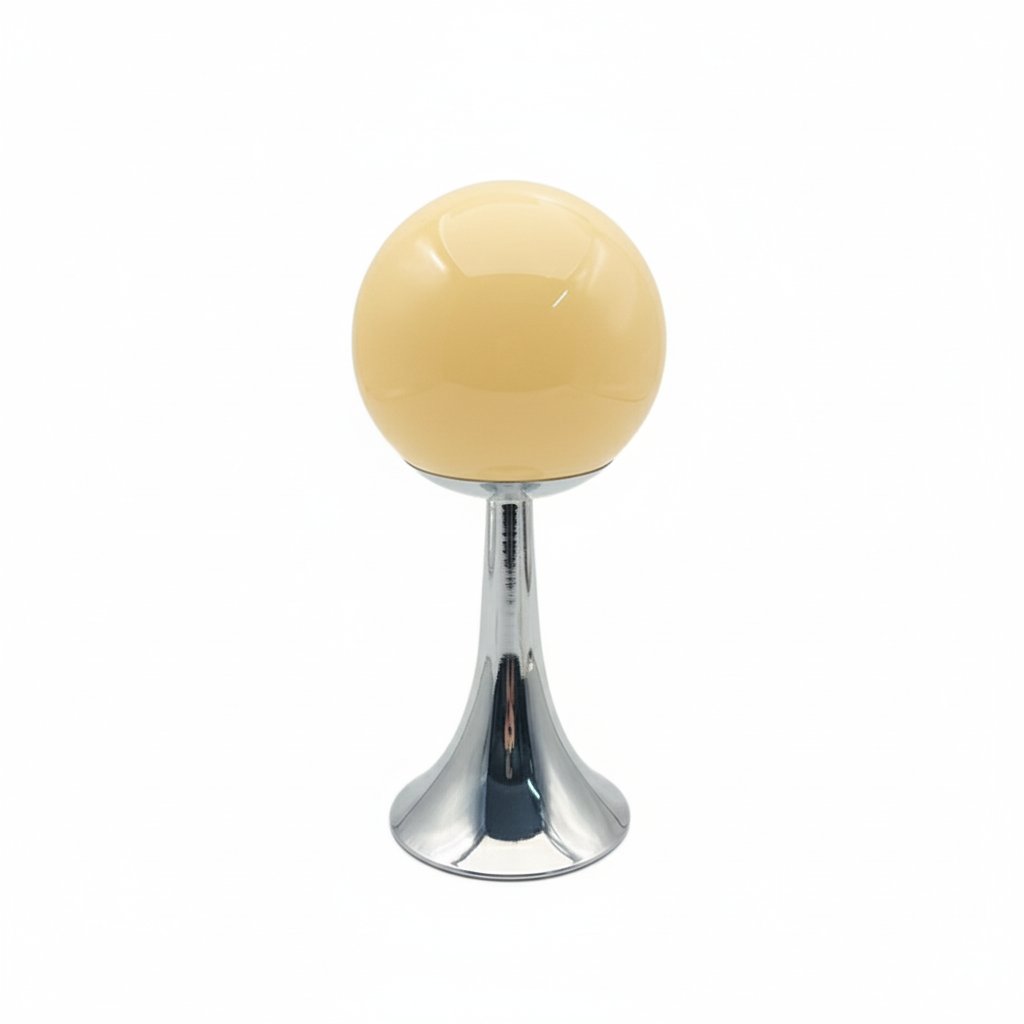 Retro Spherical Globe Bedside Lamp - Cream color on white background