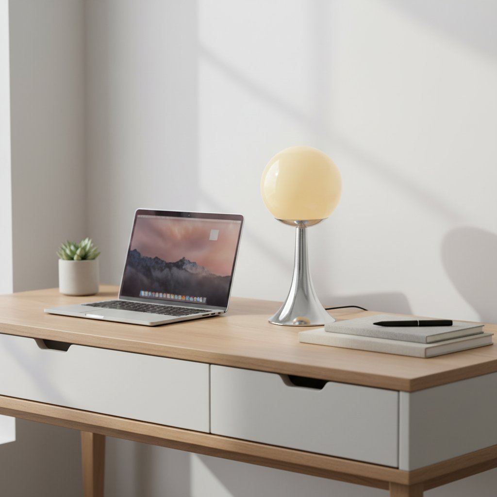 Retro Globe Lamp Cream - desk workspace lifestyle