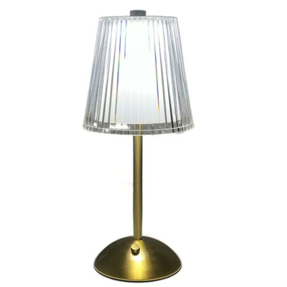 Crystal Small Table Lamp - Large Stripe pleated shade on white background