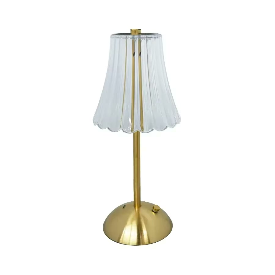 Crystal Small Table Lamp - Small Trumpet tulip shape on white background
