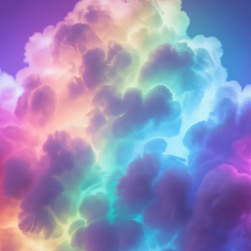 Close-up of thundercloud cotton fibre texture with RGB LED light diffusion