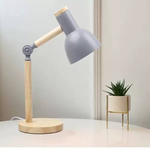 Eye protection desk lamp - Grey with wooden base