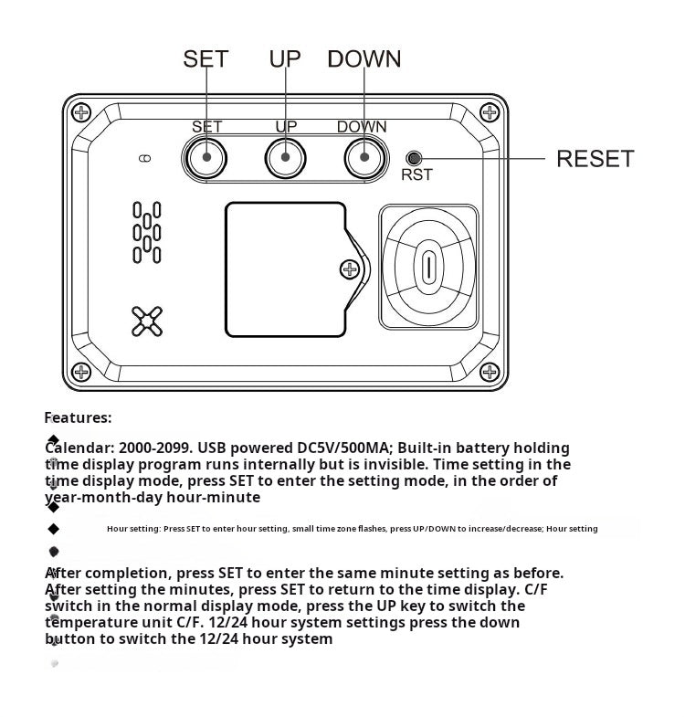 Nordic LED wall clock detail specifications - feature 19