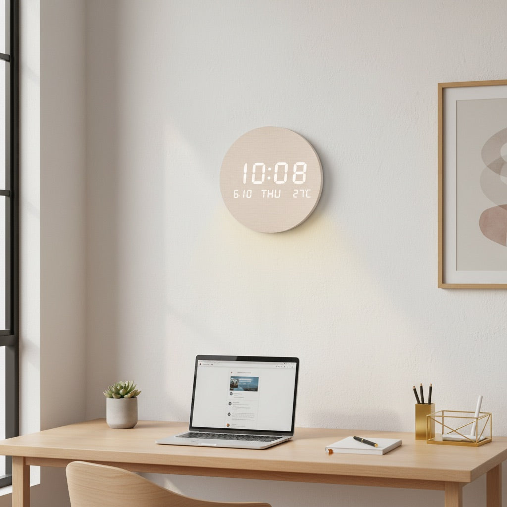 Nordic LED Wall Clock - Hero Lifestyle Shot - Home Office