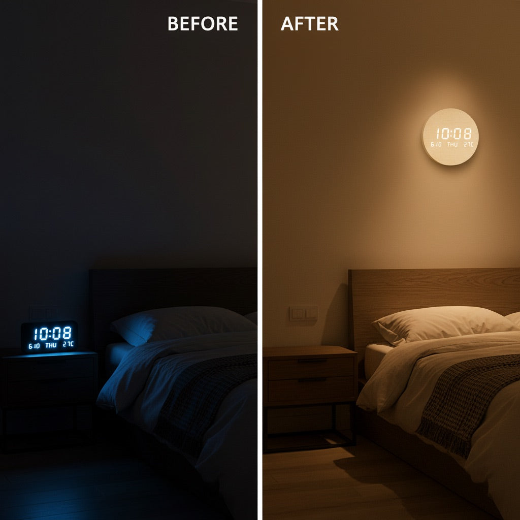 Nordic LED Wall Clock - Before/After Transformation - Bedroom