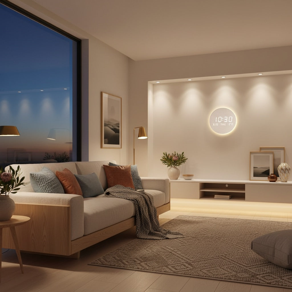 Nordic LED Wall Clock - Mood Creation Shot - Living Room