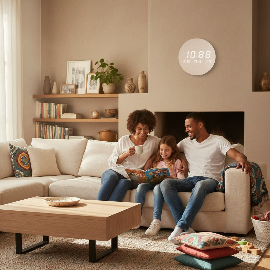 Nordic LED Wall Clock - Customer Lifestyle Shot - Family Time