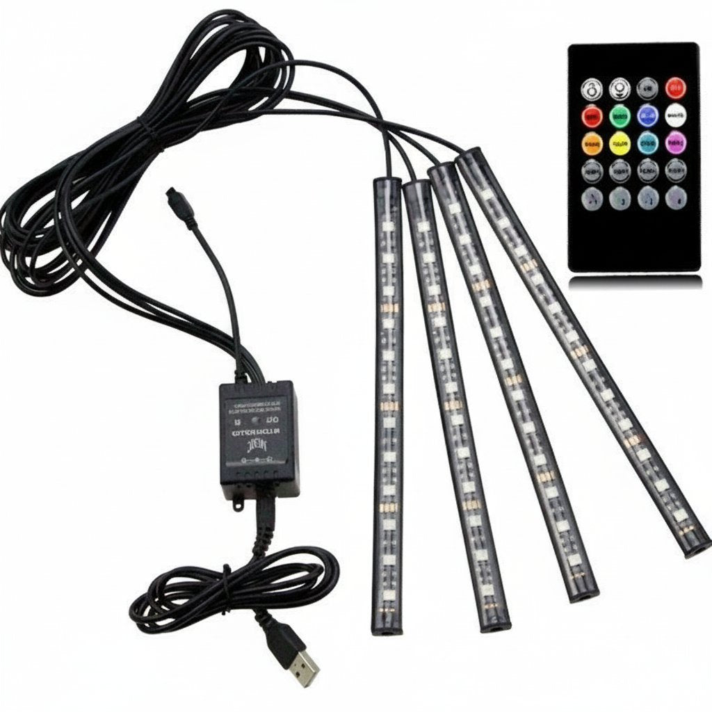 car interior LED ambient lights full kit on white background