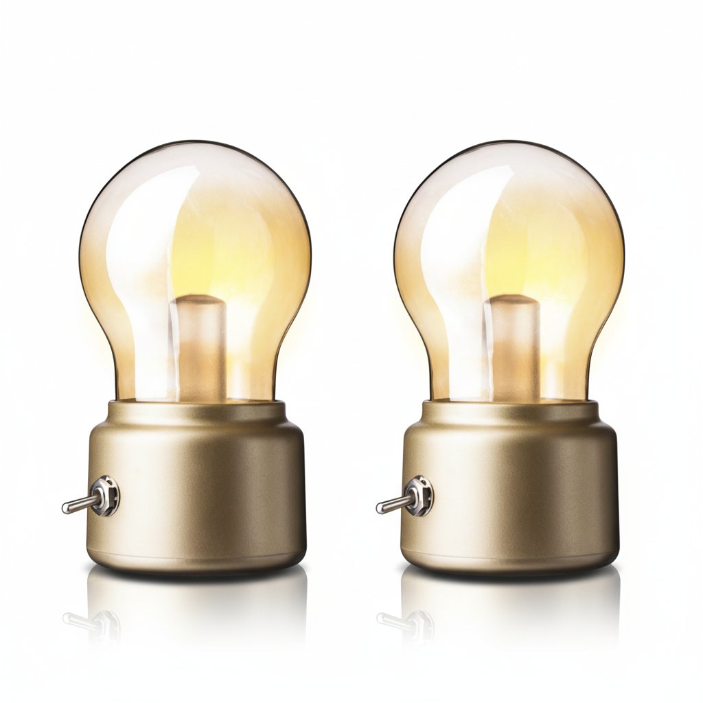 Rechargeable retro LED desk lamp Gold Combo - pack of 2 vintage bulb lamps