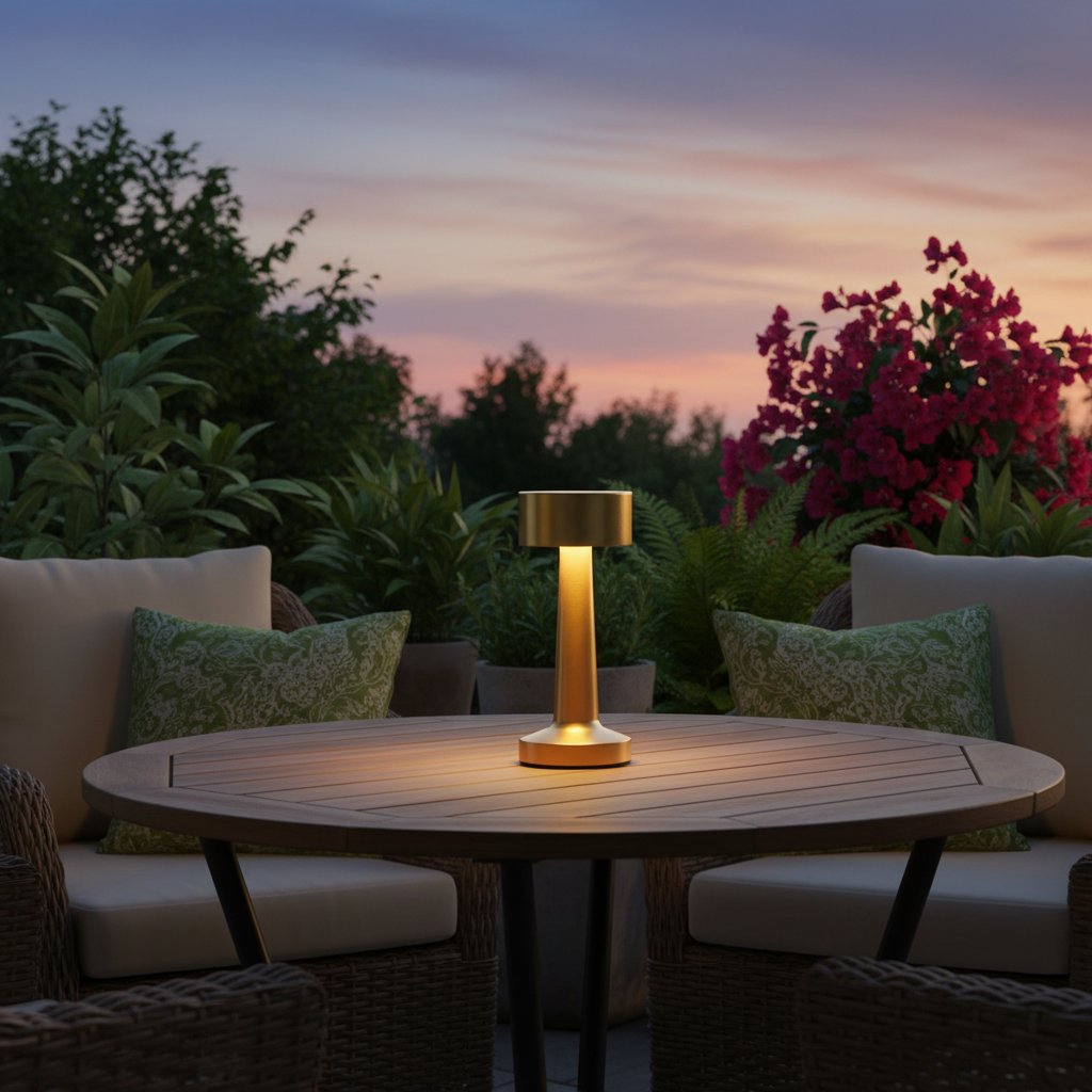 Gold Nordic LED Metal Retro Table Lamp outdoor patio twilight cordless portable rechargeable LED light