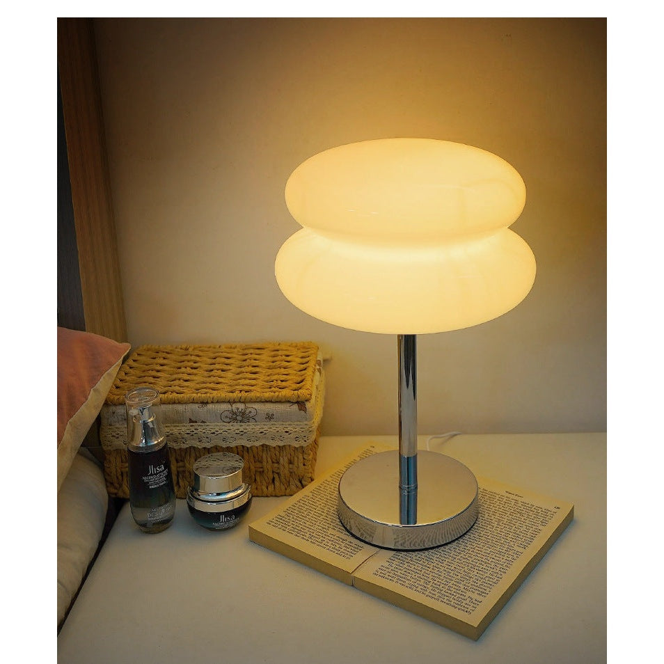 vintage Hamburg glass table lamp orange - ambient lifestyle bedroom