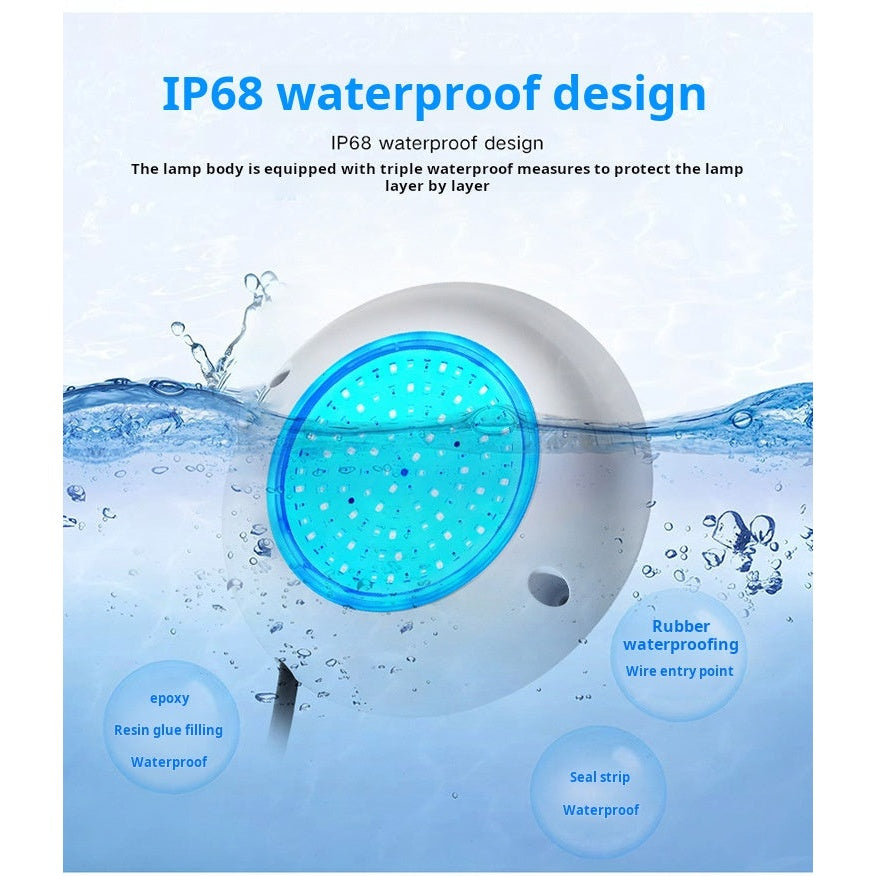 IP68 waterproof LED pool light submerged underwater