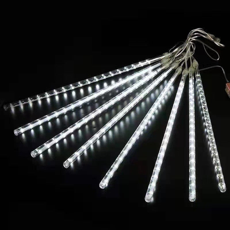 LED meteor shower cool white lights detail