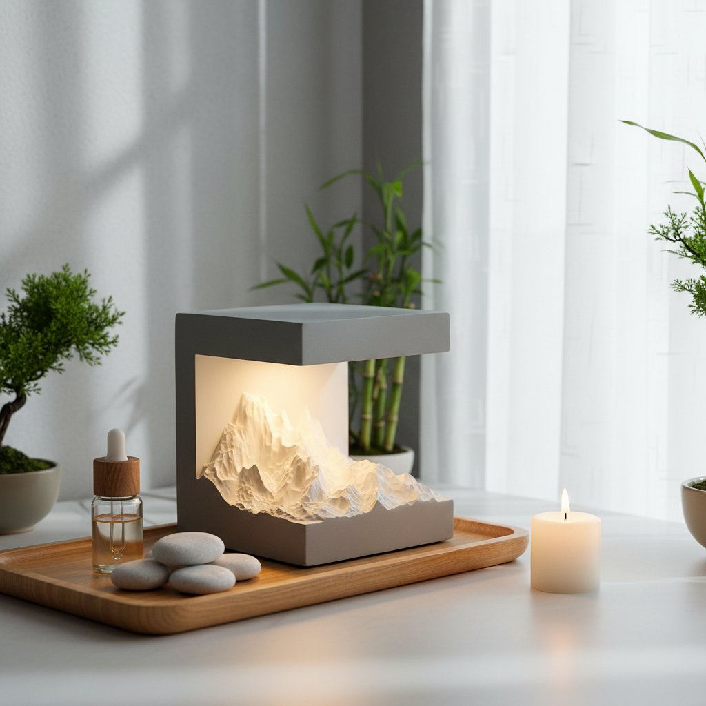 aromatherapy diffuser stone lamp - spa meditation setting