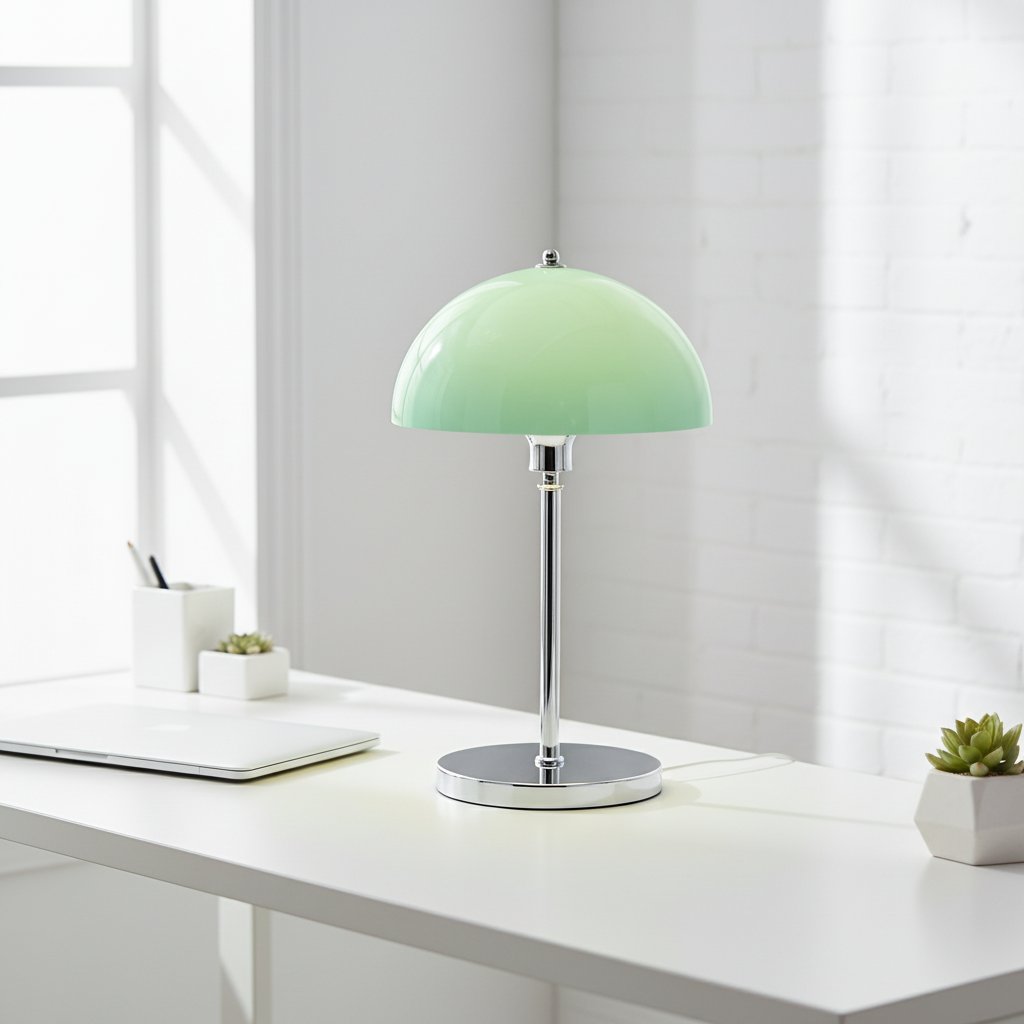 Mint green acrylic lamp modern desk workspace minimalist