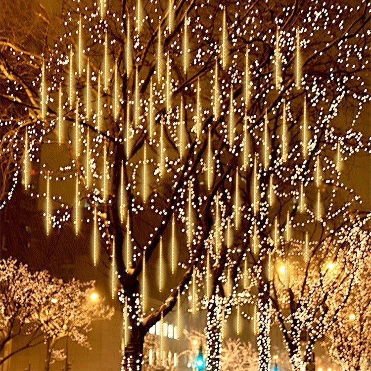 solar meteor shower lights outdoor festive outdoor tree display