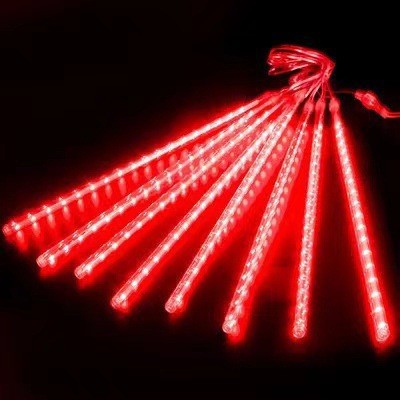 LED meteor shower red lights close-up