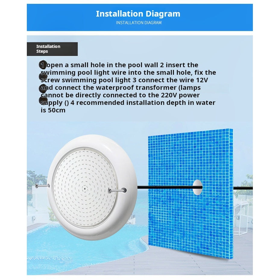 Installation guide underwater pool light wall mounting