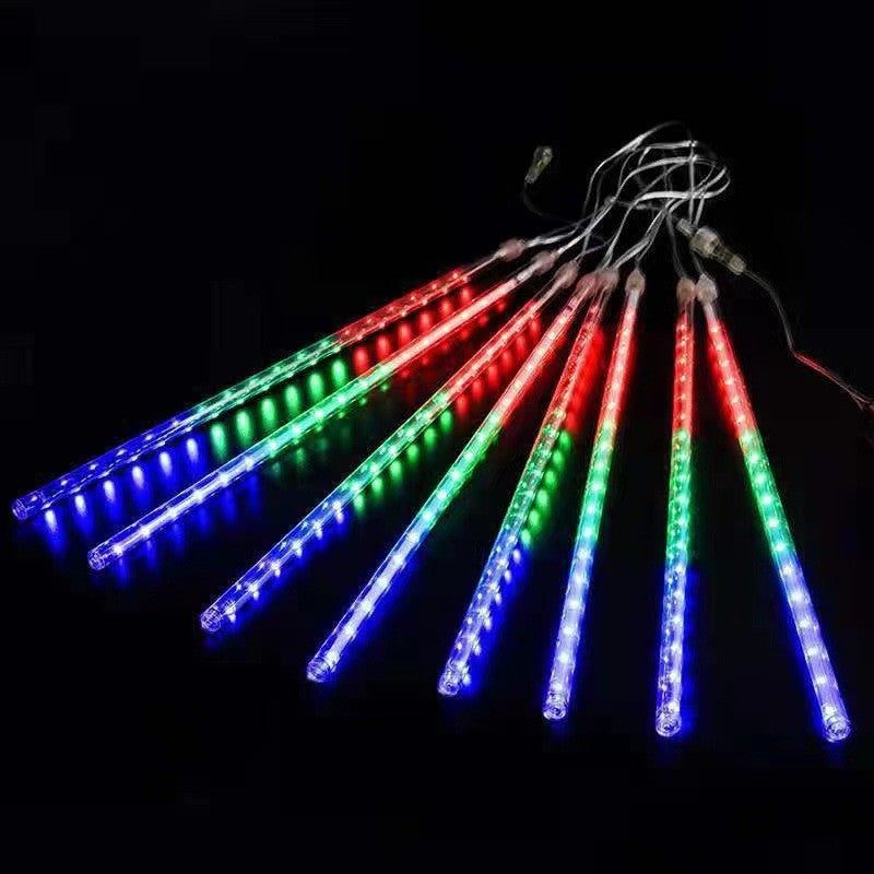 LED meteor shower multicolor lights detail