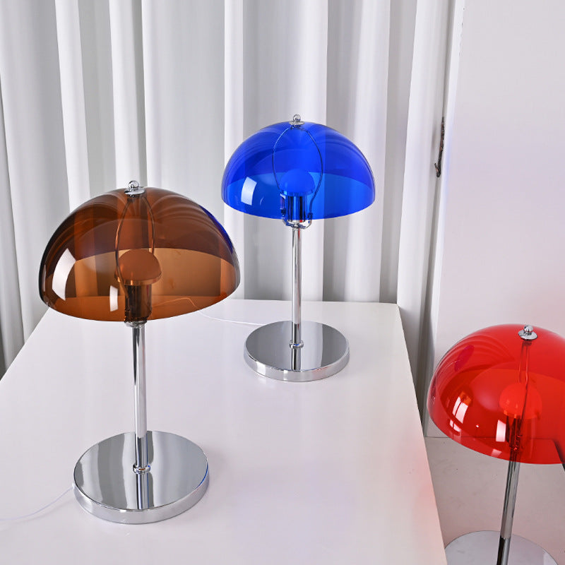 Acrylic table lamp available in multiple colors translucent dome shades