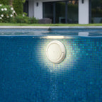 LED underwater pool light warm white glow below waterline