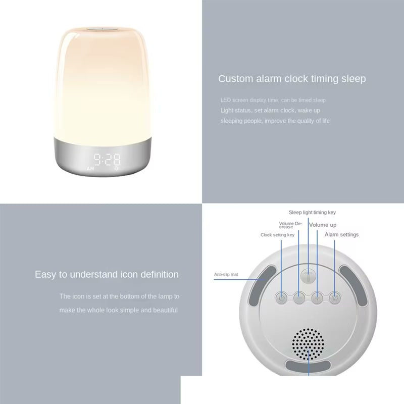 Feature overview with bottom control diagram - sunrise alarm clock
