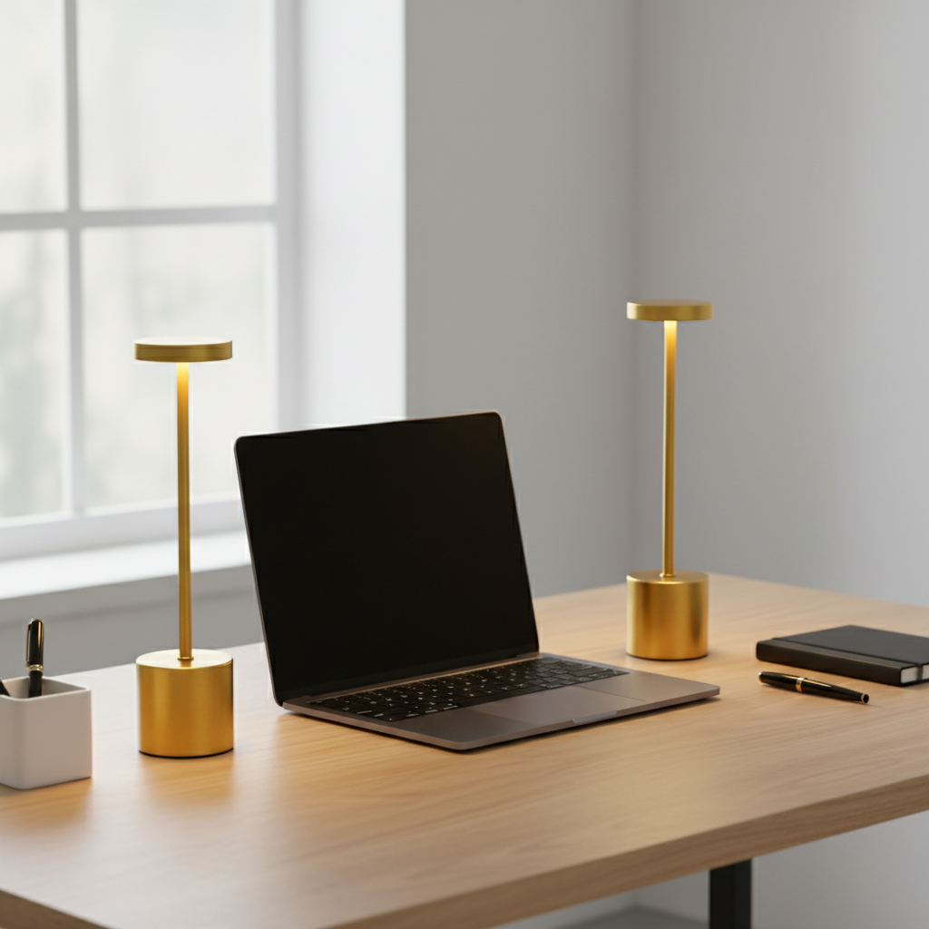 Iron I-Shaped Touch Table Lamp - Rechargeable LED, 3-Colour Dimmable